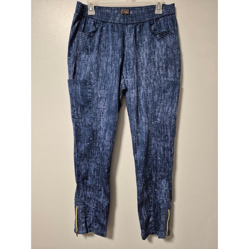 Jaanuu Navy Blue Textured Drawstring Scrub Joggers
